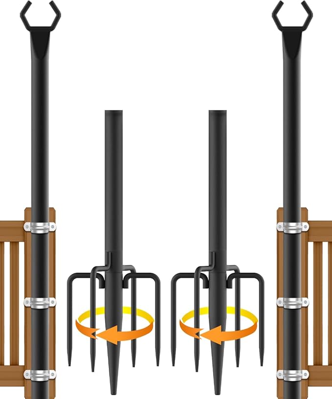 2 Pack String Light Poles,Metal Poles for Hanging Outdoor Light Strings,2 Pack 10 FT Light Poles Stand for Outside Garden,Patio,Wedding,Backyard,Deck,Party