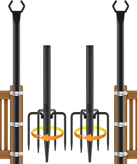 2 Pack String Light Poles,Metal Poles for Hanging Outdoor Light Strings,2 Pack 10 FT Light Poles Stand for Outside Garden,Patio,Wedding,Backyard,Deck,Party