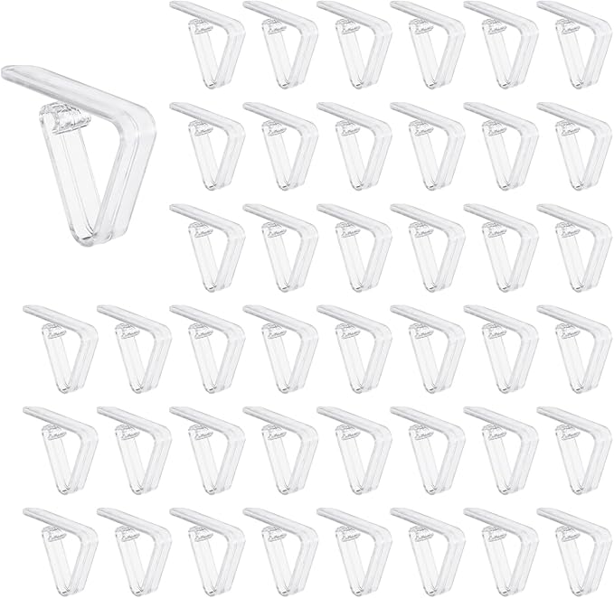 uxcell 48 Pack Plastic Tablecloth Clips, Table Cloth Cover Clamps Windproof Holder Clips 2.17" x 1.69" for Home Party Picnic Wedding Camping Dining Tables, Clear