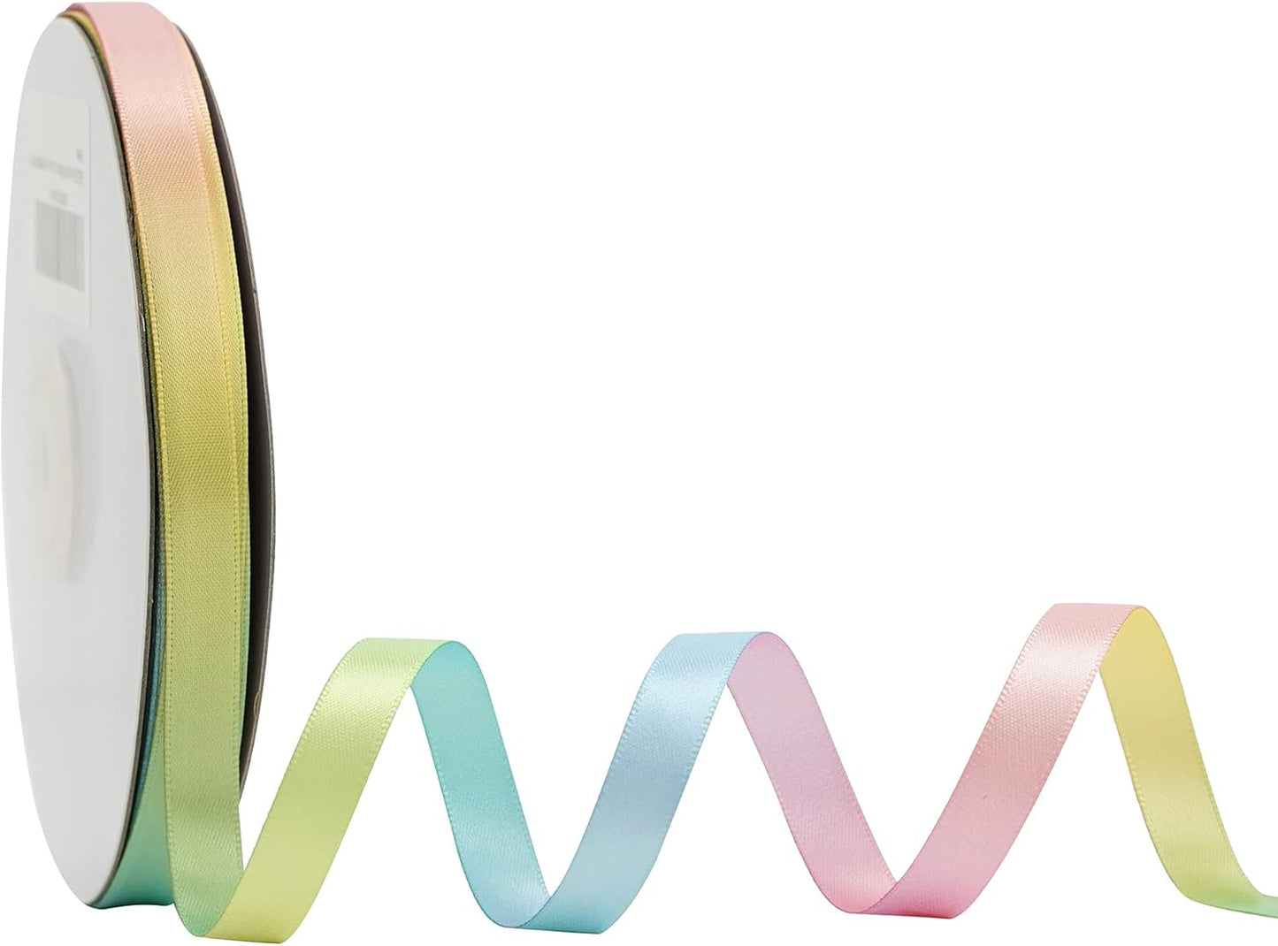 MEEDEE Pastel Rainbow Satin Ribbon - 3/8 inch Craft Gift Wrapping Wedding Pride Party Birthday Party Decoration Hair Bow - 50 Yards