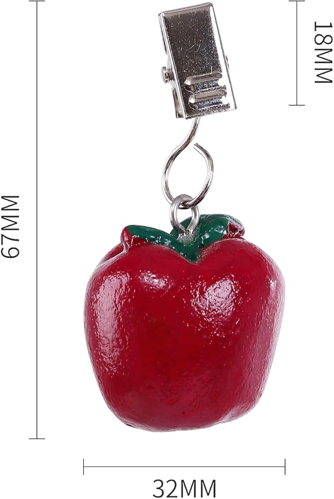 TwoFish Home Set of 4 Resin Red Apple Tablecloth Weights Clips Handicraft Red Apple Tablecloth Clamps Pack of 4