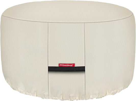 Porch Shield Fire Pit Cover - Waterproof 600D Heavy Duty Fade Resistant Round Patio Fire Bowl Cover Beige - 48 inch