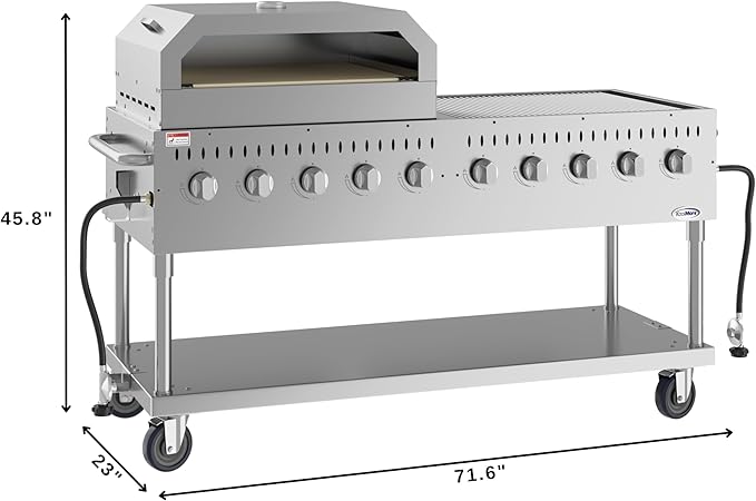 KoolMore 72 in. Commercial Outdoor Propane Gas Grill with 36 in. Pizza Oven, ETL Listed in Stainless-Steel (CGKIT7-P36)