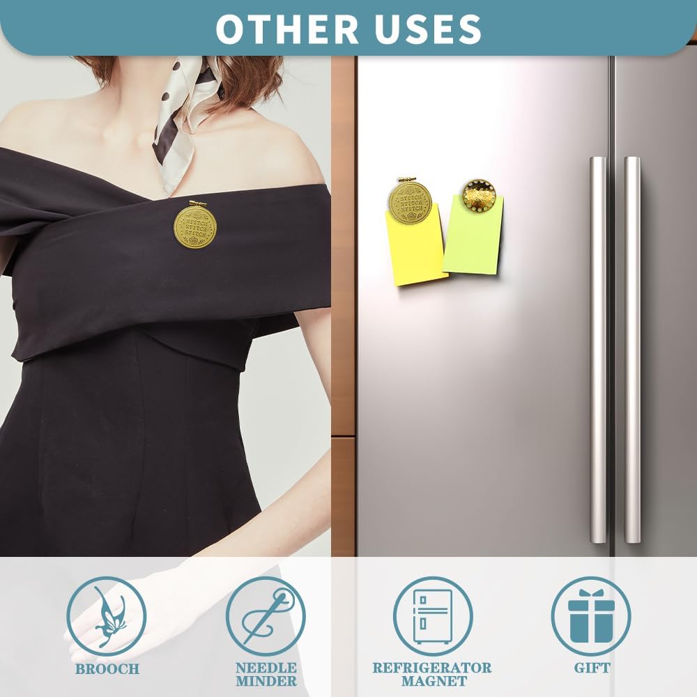 Magnetic Needle Minder Magnet Embroidery Accessories and Supplies Embroidery Needle Holder Cross Stitch Holder Needlework Supplies (Cardinal) (Gold)