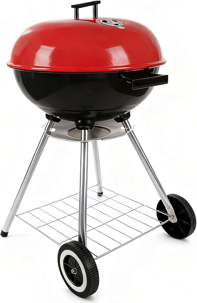 Charcoal Grills - 18 inch Portable Grills, insulated lid bbq grills, camping, picnics and backyards,red