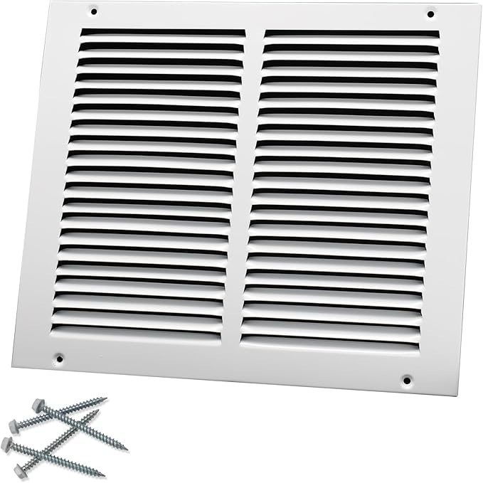 12"W x 10"H [Duct Opening Size] Steel Return Air Grille, Air Return Vent Cover for Ceiling and Sidewall - HVAC Air Vent Covers - [Outer Dimensions: 13.75"W x 11.75"H]