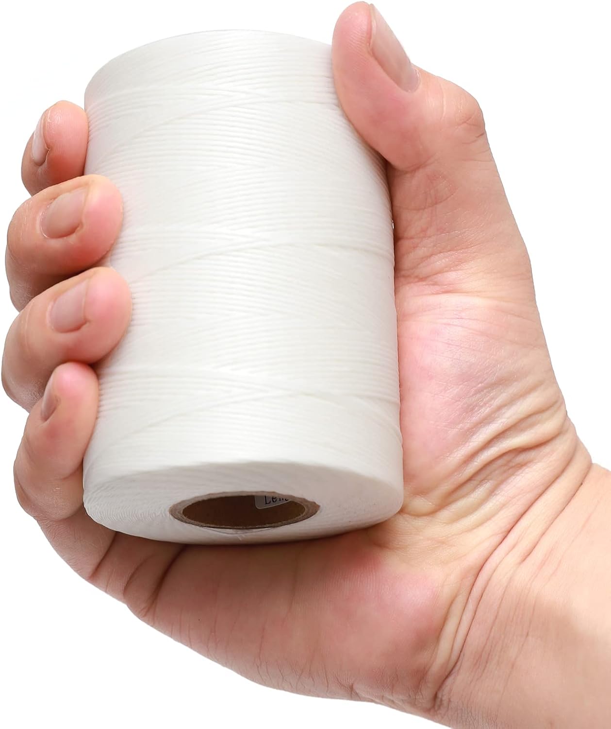 Waxed Thread,852Yds 150D 0.8mm Flat Polyester Wax Thread for Hand Sewing Leather Craft DIY Projects Shoes Repair Book Binding(White)