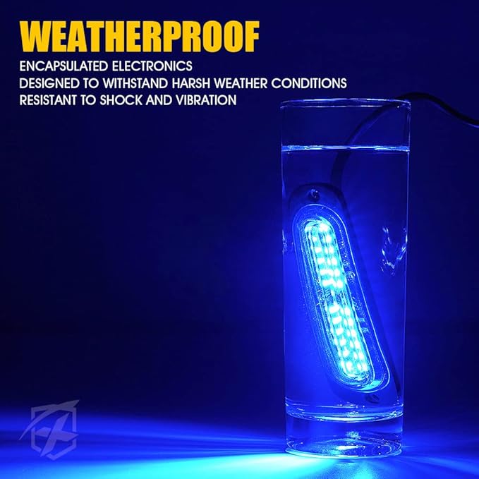 Xprite Blue LED Surface Mount Strobe Police Lights Kit, Emergency Safety Warning Flashing Grille Cop Marker Light for Volunteer Vehicles Trucks ATV UTV Cars Vans Motorcycle - 4PCS