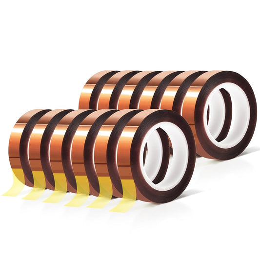 12 Rolls 10mm x16m(52FT) Heat Tape High Temperature Heat Resistant Tape Heat Transfer Tape for Heat Sublimation Press Vinyl,No Residue