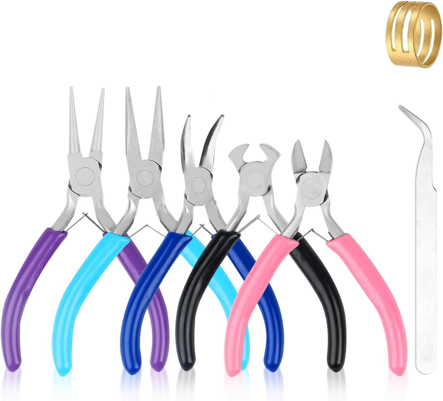 5 Pcs Jewelry Making Pliers Tools,Includes Needle,Round,Chain, Bent & Zipper Pliers for Repair, Wire Wrapping & Crafts DIY Craft Jewelry Making Supplies