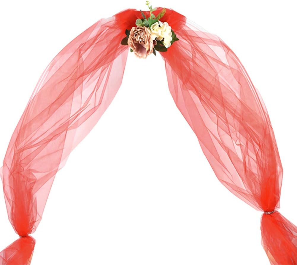 Crystal Organza Tulle Sheer Fabric Backdrop Curtains for Wedding Baby Shower Birthday Party Event Decor, 19” by 30 Yard (Red)