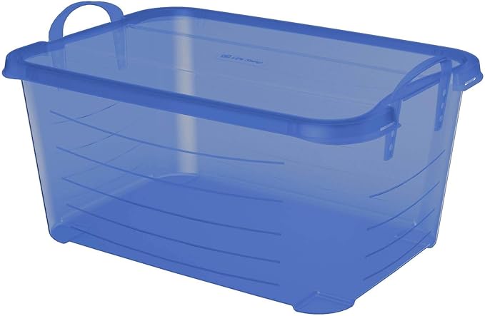 Life Story 6 Pack Light Duty Stackable Storage Bin, 55 Quart Home Organizer, Versatile Lightweight Locking Bins with Carrying Handles, Blue