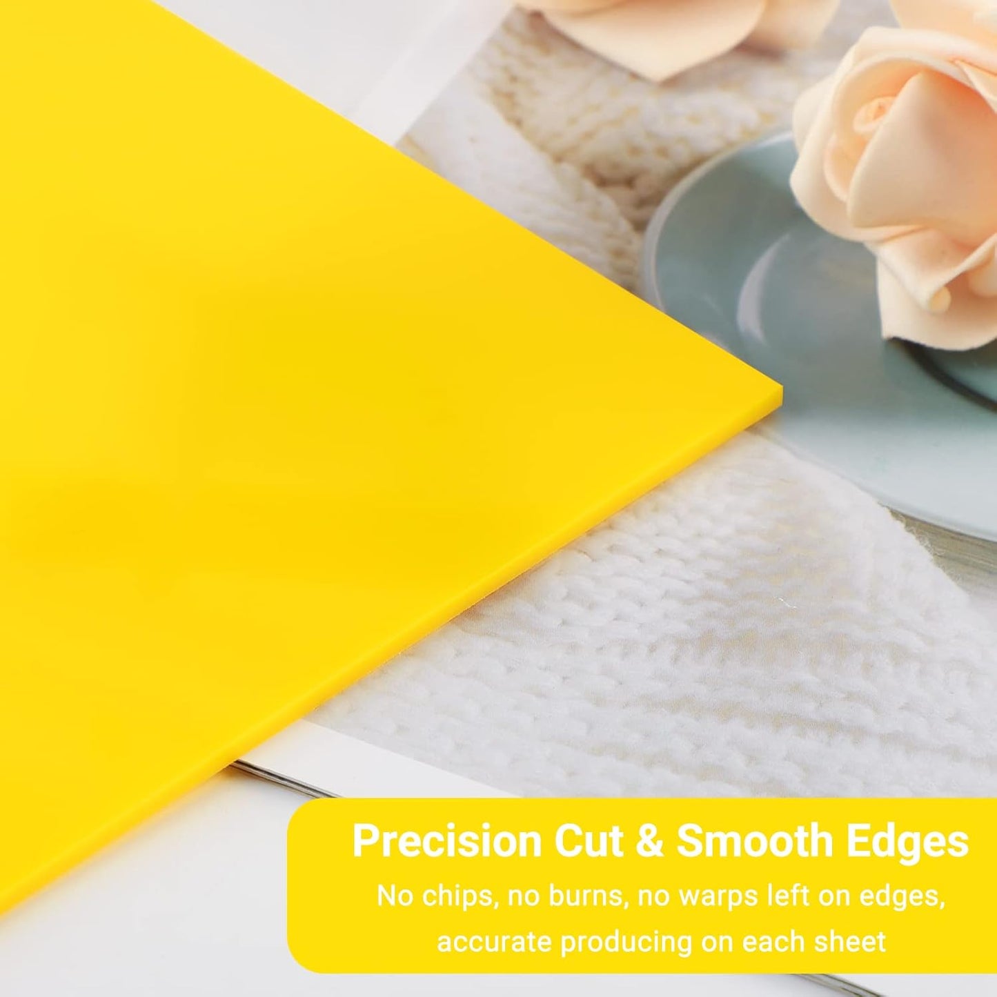 Enoin 2 Pack 8x12 Inches Yellow Non Transparent Acrylic/Plexiglass Sheet 0.118'' 1/8 Thick, Plastic Sheet Colored Board Panel for Glass, DIY, Painting, Art Craft