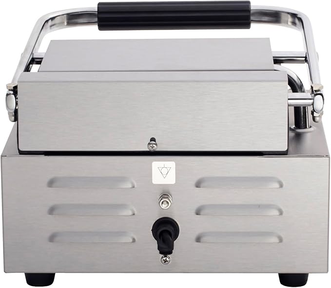 Kratos Commercial Electric Panini Sandwich Grill with Grooved Plates, 9" x 9" Cooking Surface, Commercial Countertop Panini Press, 120V, 1750W (29Y-017)