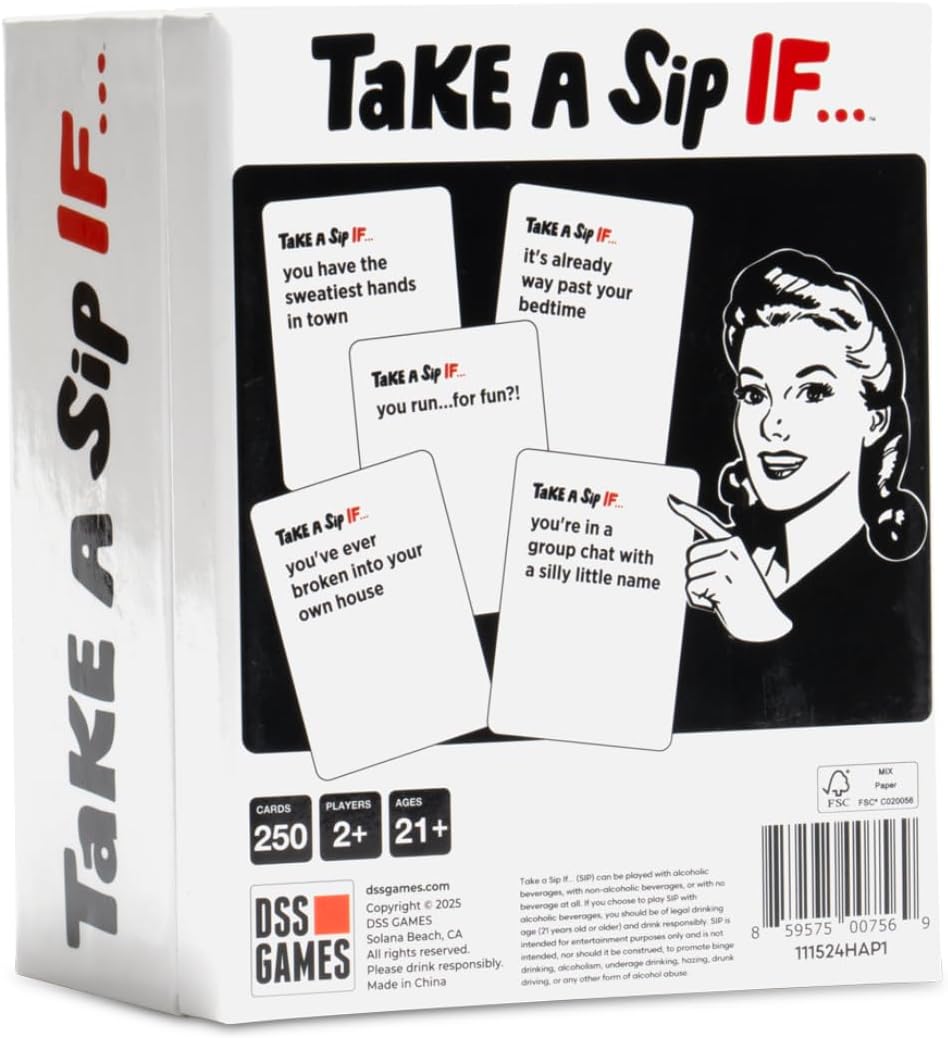 Take A Sip If… [Hilarious Party Game for Adults, Perfect for Game Night, Ice Breakers, Conversation Starter, Great for Chill Nights or Big Groups, Fun Gift for Friends, Halloween]