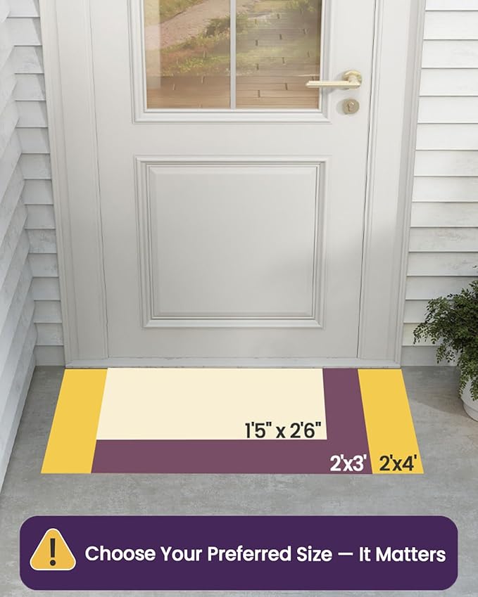 DEXI Front Door Mat Outside Entrance, 17x29 Rubber Entry Doormat Heavy Duty, Welcome Mats Non Slip for Inside House Floor Entryway Double Doors Exterior Patio, Checkered Blue