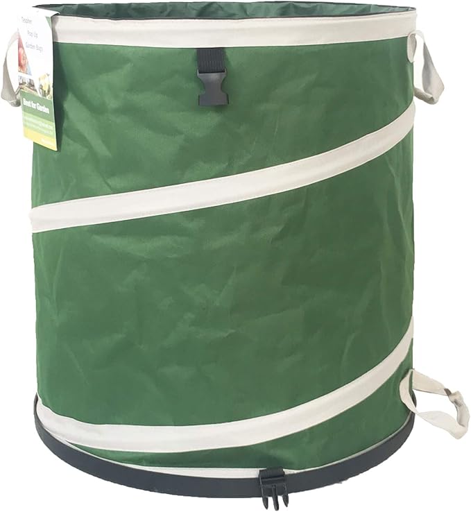 32-Gallon Collapsible Trash Can (19x25 in) Hard-Shell Bottom Leaf Bag,Yard Waste Bag,Garden Debris Container,Pop-Up Recycling Bin,RV Camping Waste Bin,Laundry Hamper,Lawn Grass Clippings,Weeds Basket