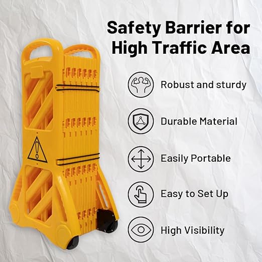 Yeeoy 13 Foot Safety Barrier, Expandable Mobile Barricade System, Commercial Foldable Barriers, Portable Traffic Barricade Fence for Construction, Traffic Control, Driveway Gate