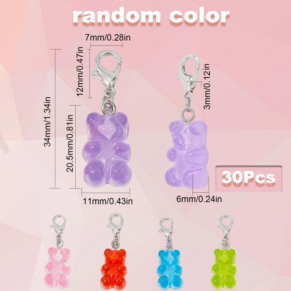 SUNNYCLUE 1 Box 30Pcs Stitch Markers Knitting Bear Stitch Marker Charms Knitting Markers Charm Cute Leverback Locking Stitch Marker for Knitting Weaving Sewing Needleworks Women DIY Crafts Gift