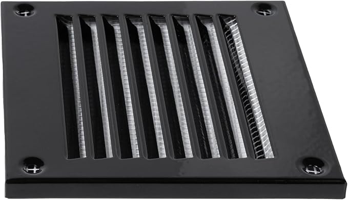 Repa Market 5-Pack 4x4 Inch Air Vent Cover/Black Galvanized Steel Louvered Grill Cover with Mesh Screen/Wall or Ceiling Vent/Durable Flush Mount HVAC Register for Indoor and Outdoor Ventilation
