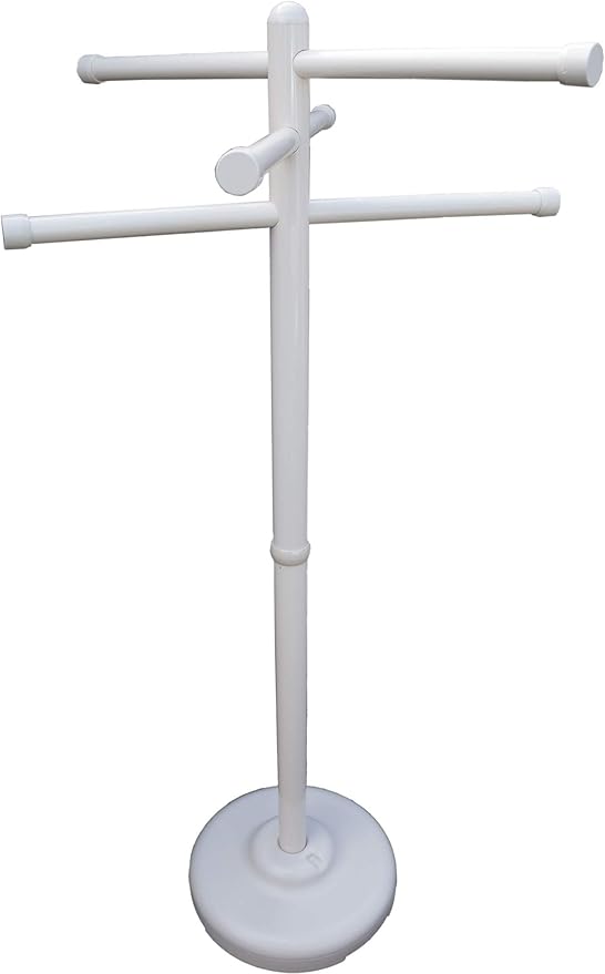 Portable, Outdoor Spa and Pool Towel Rack - Bone. Made in The USA 3 Bar Towel Stand for Indoor and Outdoor Use. 50” Tall Towel Tree by Outdoor Lamp Company