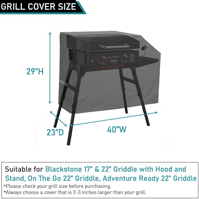 ZJYWSCH Griddle Cover for Blackstone 22 17 Inch Griddle with Hood and Stand, for Blackstone Adventure Ready 22" 1891 1833 2341, On The Go 1935 1939 1967 2015, for Pit Boss PB260PSP2