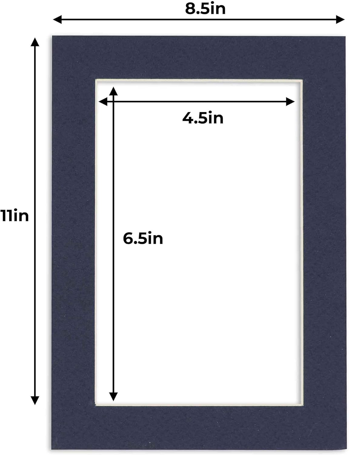 5x7 Mat for 8.5x11 Frame - Precut Mat Board Acid-Free Show Kit with Backing Board, and Clear Bags Navy 5x7 Photo Matte Made to Fit a 8.5x11 Picture Frame Matboard for Framing, Pack of 100 Mats