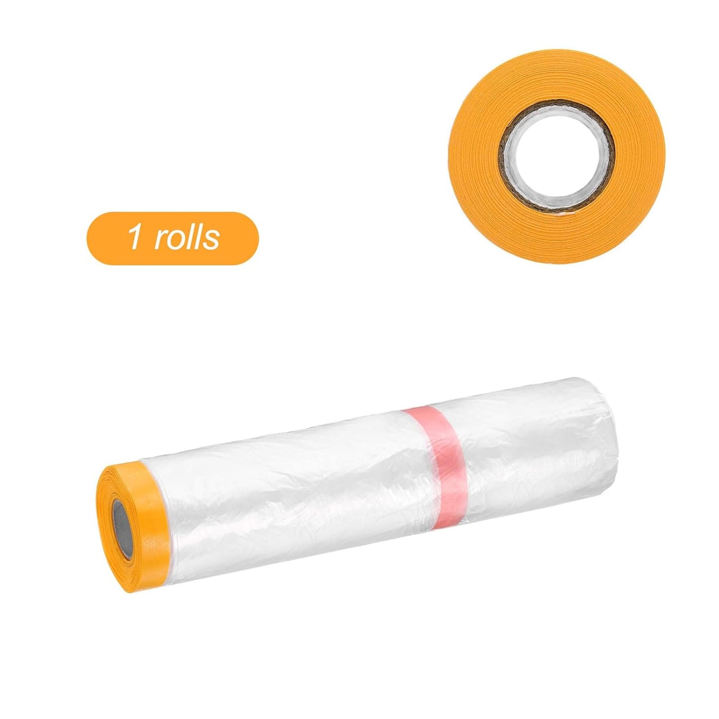 HARFINGTON Pre-Taped Masking Film 157.5" x65.6ft Double Adhesive Tape and Drape Painters Plastic Drop Cloth Film with Tape Plastic Sheeting for Automotive Painting Covering