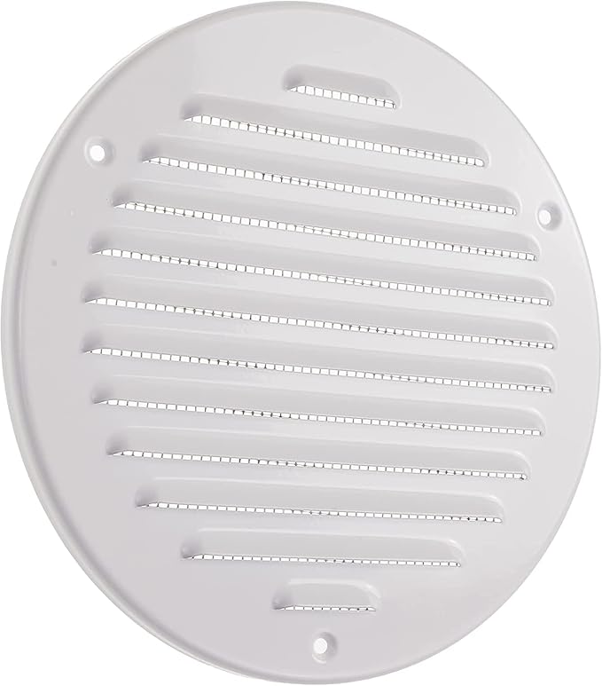 Vent Systems 6 Inch (Inner) Pack of 5 White Vent Cover - Round Metal HVAC Return Air Grille with Mesh Screen - Register Soffit Wall Vent - Outdoor, Indoor, Crawlspace - Exhaust Ventilation Grill