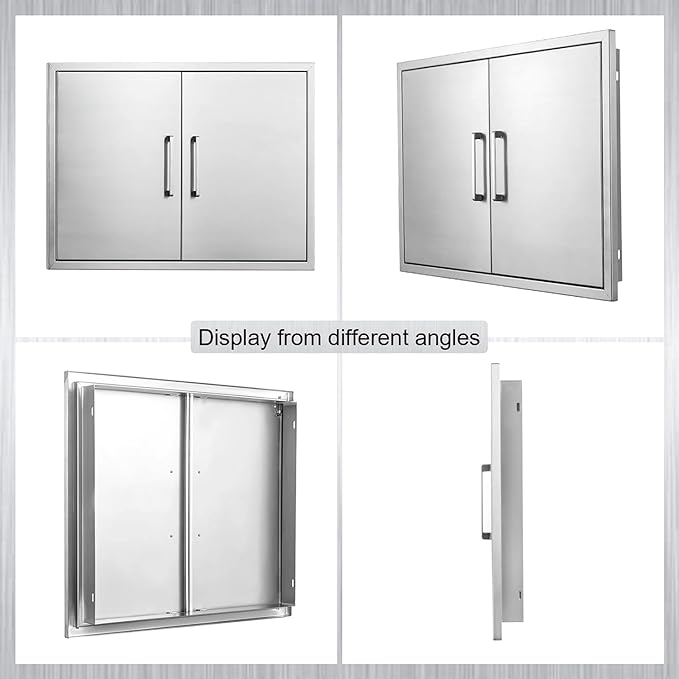 Outdoor Kitchen Door, 33" W23 H Kitchen Access Doors, Stainless Steel BBQ Double Door, Available for Outdoor Kitchen Island