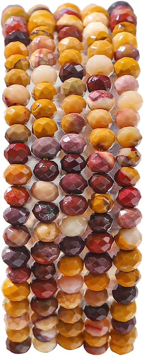 Natural Mookaite Jasper Beads 4x2mm 120pcs Faceted Rondelle Loose Semi Gemstone Beads for Jewelry Making Design