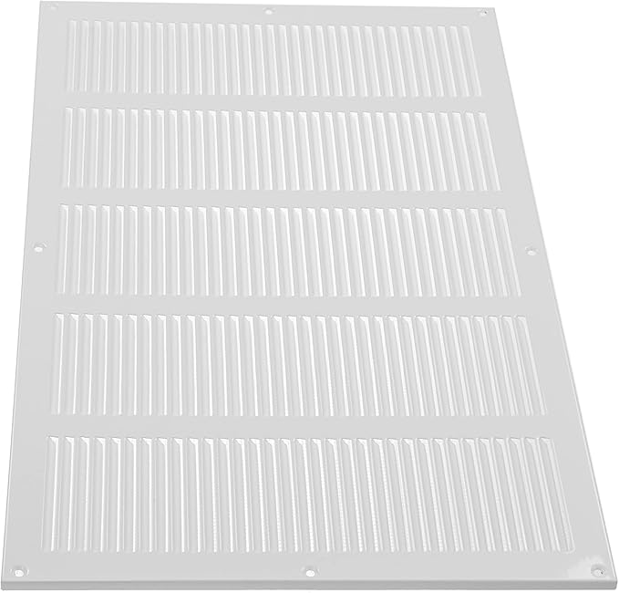 Repa Market Air Vent Cover 20x12 Inch (Outer Dimensions) White Galvanized Steel Louvered Grill Cover with Mesh Screen/Wall or Ceiling Vent/HVAC Register for Indoor and Outdoor Ventilation