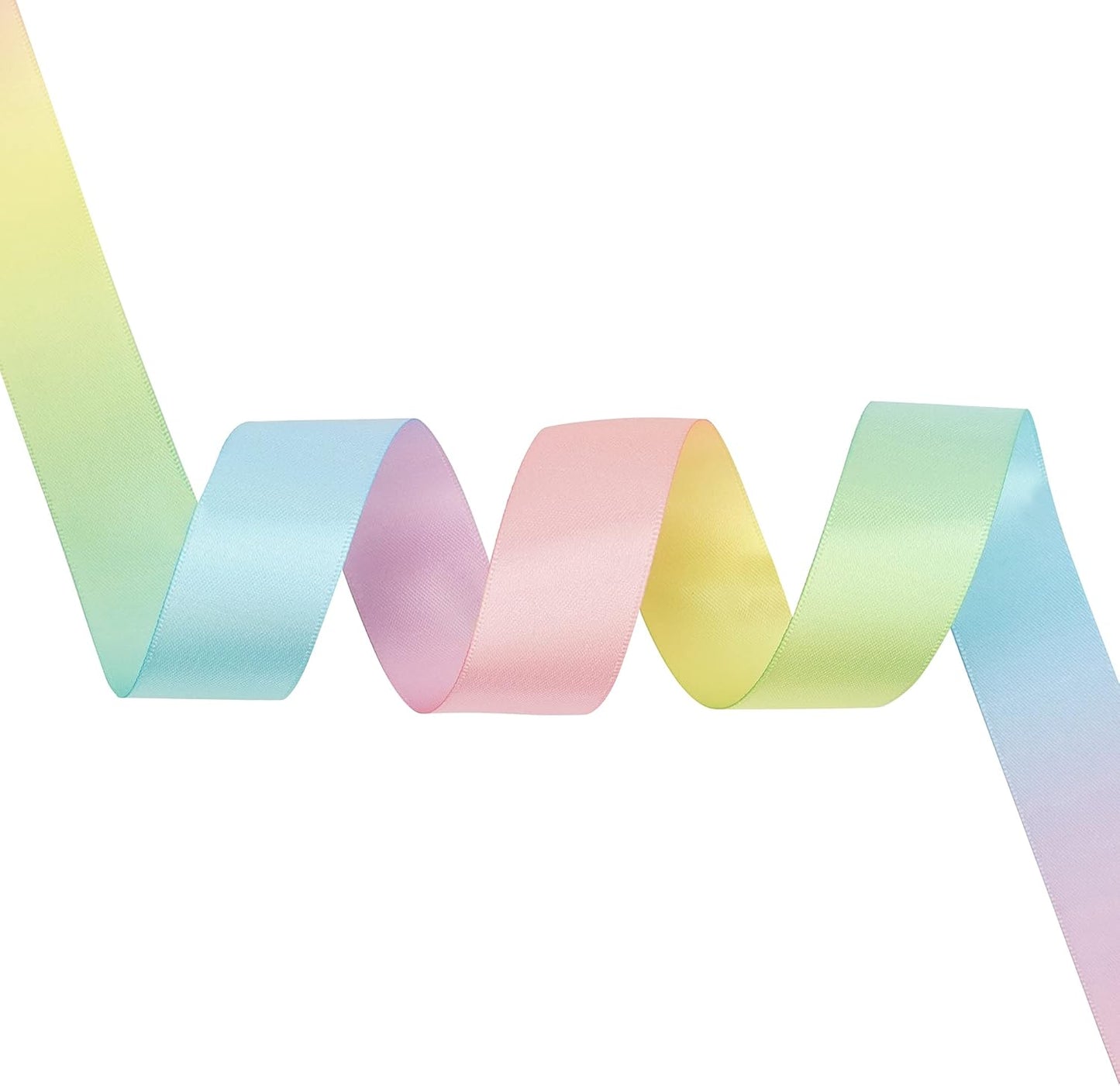 MEEDEE Pastel Rainbow Ribbon - Satin, 1 inch, 25 Yards - Perfect for Gift Wrapping, Wedding, Pride, Party & Birthday Decorations