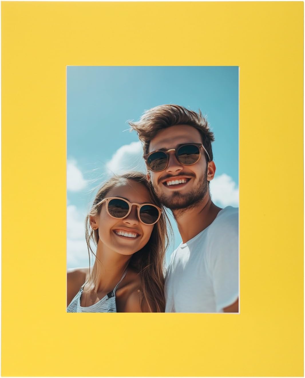 uxcell Picture Mats, 8 x 10 Mat Board Center for 5 x 7 Pictures Acid Free White Core Bevel Cut Frame Mattes with Backing for Display Art Measuring, Yellow