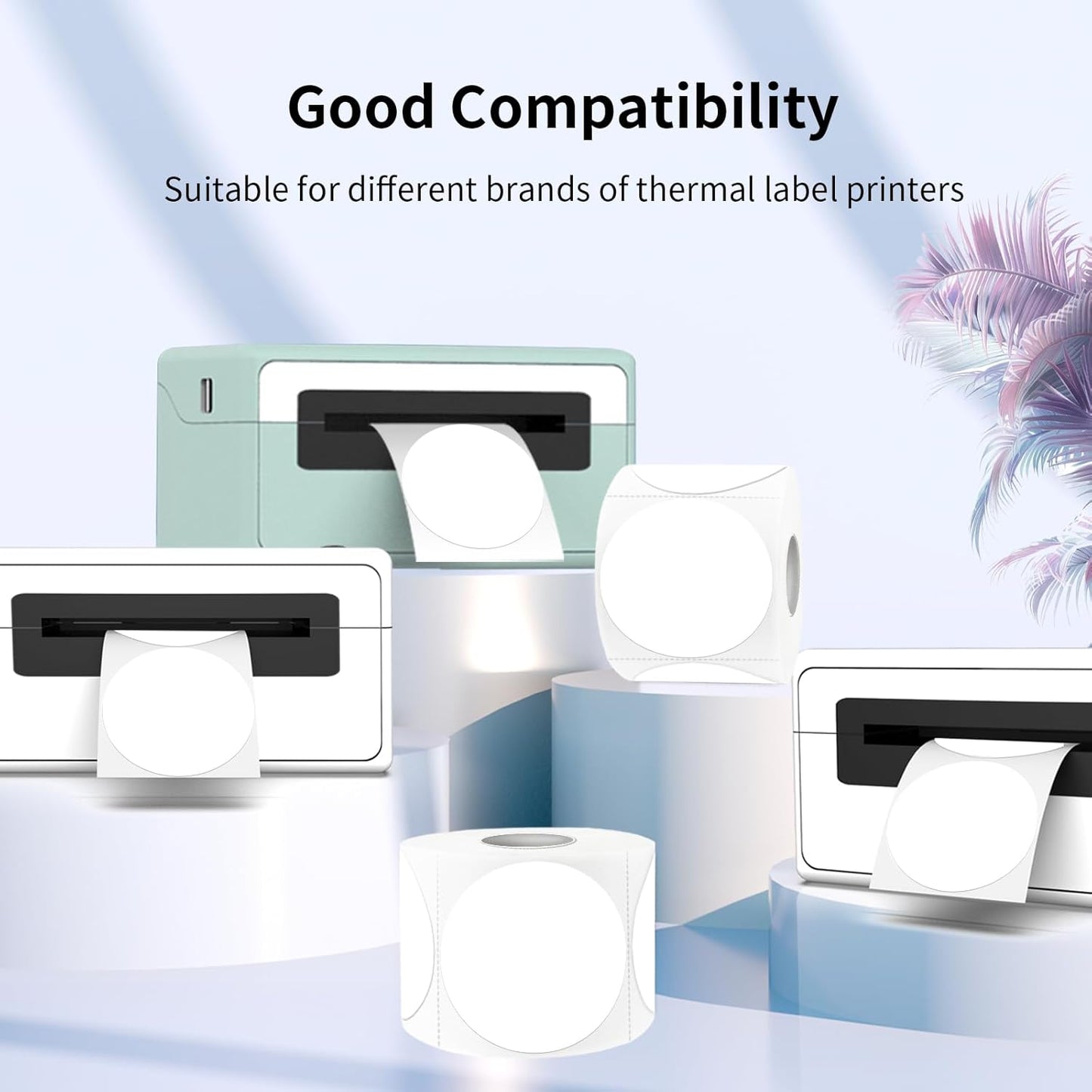 3 Inch White Round Thermal Sticker Labels, Waterproof Circle Direct Thermal Labels, Multi-Purpose Self-Adhesive Sticker Label for DIY Logo Design- 200 Sheet/Roll