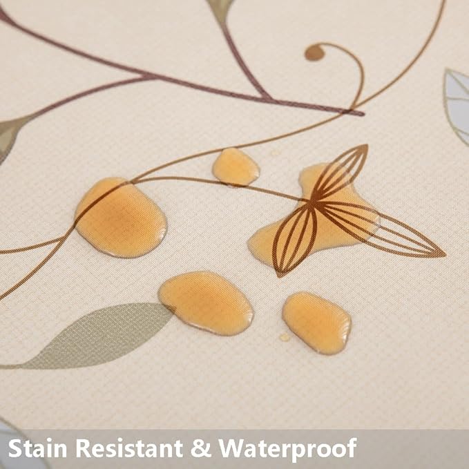 TruDelve Heavy Duty Vinyl Tablecloth Beige Plastic Table Cloth Waterproof Wipeable Oilcloth Tablecloth for Square Table (54'' x 54'', Leaves)