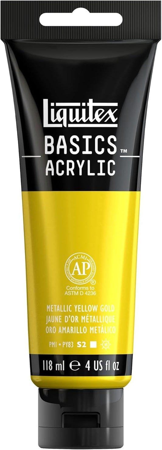 Liquitex BASICS Acrylic Paint, 118ml (4-oz) Tube, Metallic Yellow Gold