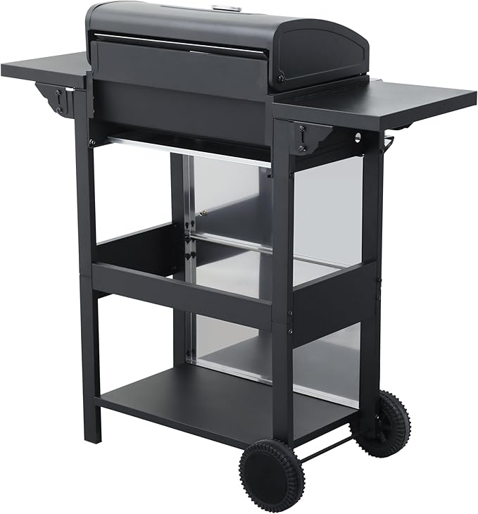 3-Burner Propane Gas BBQ Grill with Side Burner, 25650 BTU Output With Enameled Cast Iron Cooking Grids For Outdoor Barbecue, Stainless Steel