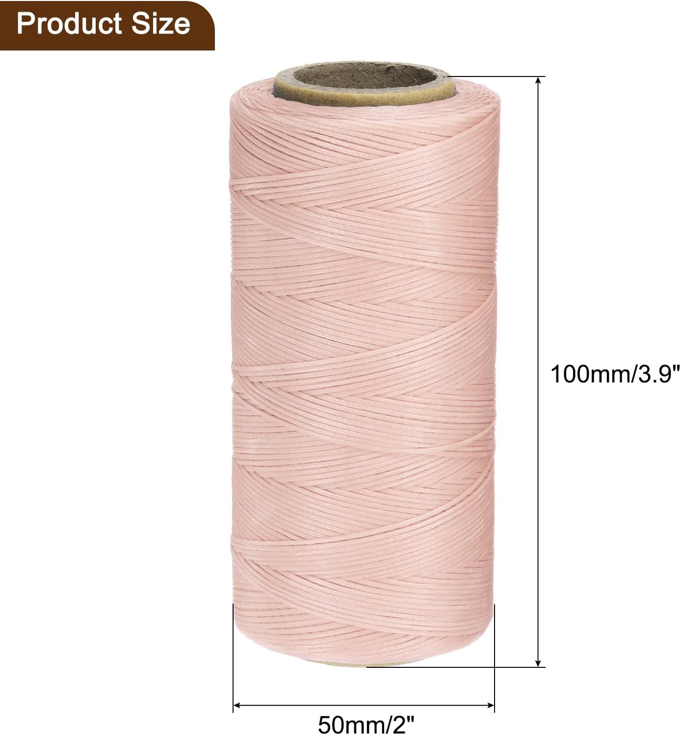 Uxcell 150D 0.8mm Flat Waxed Thread, 284 Yards, Polyester, Lotus Pink, Leather Sewing Waxed String