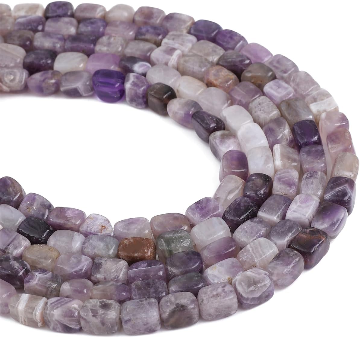 Natural Amethyst Cuboid Stone Loose Semi Gemstone Beads for Jewelry Making 8mmx12mm 38cm/Strand