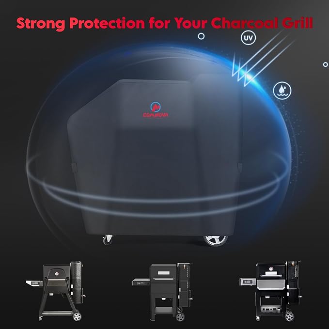 Comnova Grill Cover for Masterbuilt Gravity Series 560/600 Digital Charcoal Grill and Smoker, Waterproof & Heavy Duty, 600D Charcoal Grill Cover for MB20040220, Black (56" x 18" x 47")