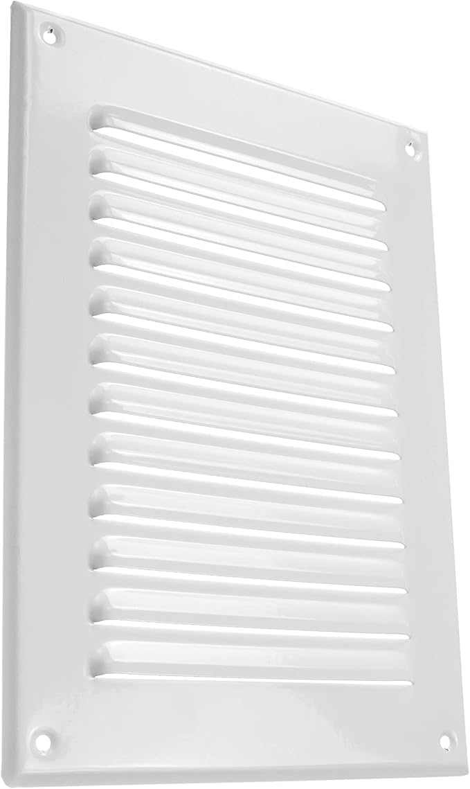 Vent Systems 5 x 7 Inch (Inner) White Rectangular Soffit Vent Cover - Metal HVAC Return Air Grille with Mesh Screen - Register Wall Vent Duct Grill - Outdoor, Indoor, Crawlspace Exhaust Ventilation