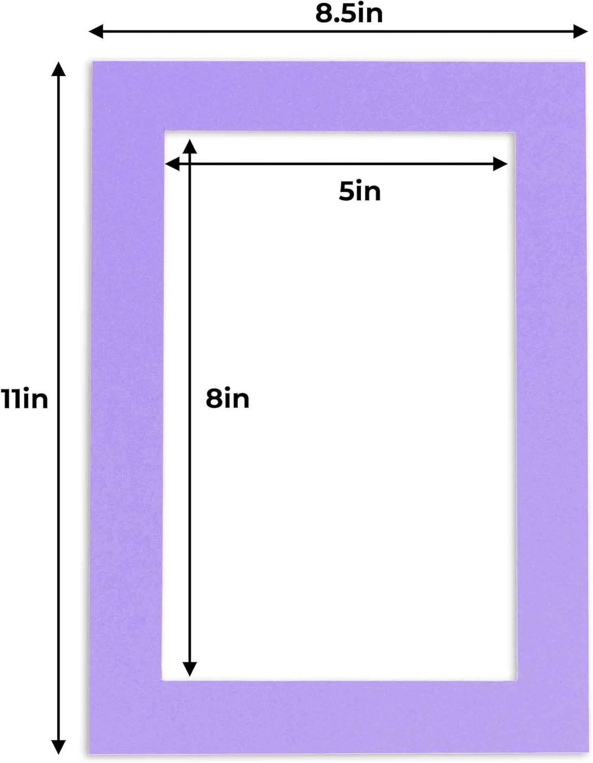 5.5x8.5 Mat for 8.5x11 Frame - Precut Mat Board Acid-Free Light Purple 5.5x8.5 Photo Matte for a 8.5x11 Picture Frame, Matboard for Family Photos, Show Kits, Art, Picture Framing, Pack of 10 Mats