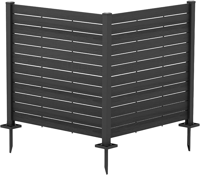 Kozyard 50" W x 48" H Outdoor Privacy Screens Aluminum Post, Air Conditioner Fence Panels, Pool Equipment Enclosure, Trash Can Screens Fence Kit for Outside Backyard Patio 4Panels