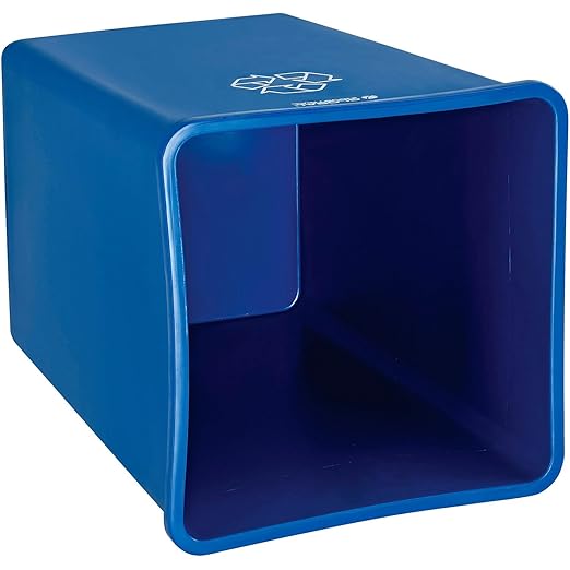 Global Industrial Square Plastic Recycling Trash Can, 35 Gallon Capacity, Indoor/Outdoor Rated, 19-1/2"W x 19-1/2"D x 27-4/5"H, Utility Recycling Can, No Lid, Blue