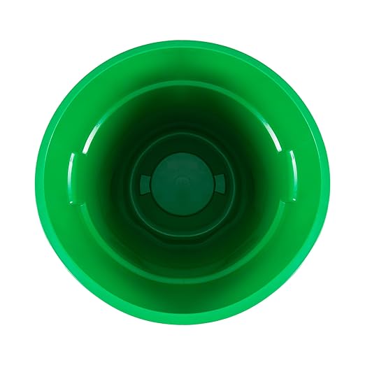 PRO&Family Commercial Round Trash Can with Lid and Dolly Rolling Waste Container, Ingredient Bin, Heavy-Duty Plastic, Anti-Static, Kitchen, Office, Outdoor Use (Green, 44 Gallon)