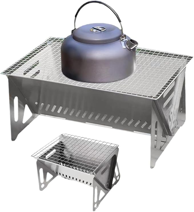 6.3 Inch Portable Fire Pit - Foldable Stainless Steel Camping Fire Bowl & Grill - Compact Bonfire Pit for Backyard, Patio, Garden Parties & Camping Trips