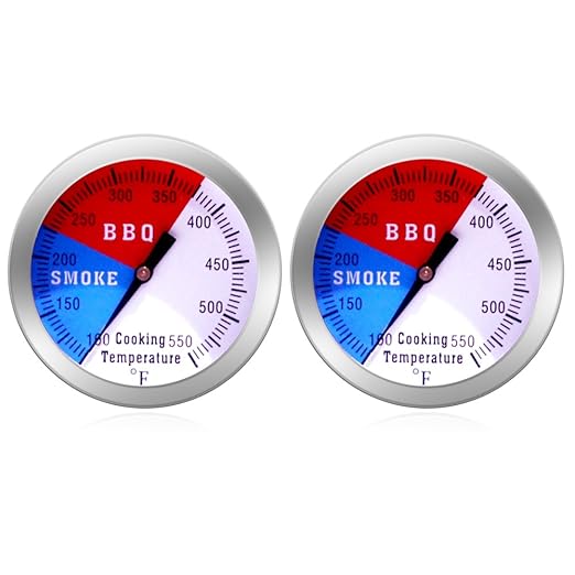 BBQ Thermometer Gauge - Charcoal Grill Pit Smoker Temp Gauge Grill Thermometer with Fahrenheit and Heat Indicator (2 Pack)