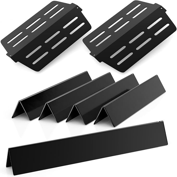 17.5'' Flavorizer Bars and Heat Deflectors Replacement for Weber Genesis 300 Series, Genesis E/S310 E/S320 E/S330 (Front-Mounted Control), Porcelain-enameled Parts for Weber 7620, 7622, 7-Pack