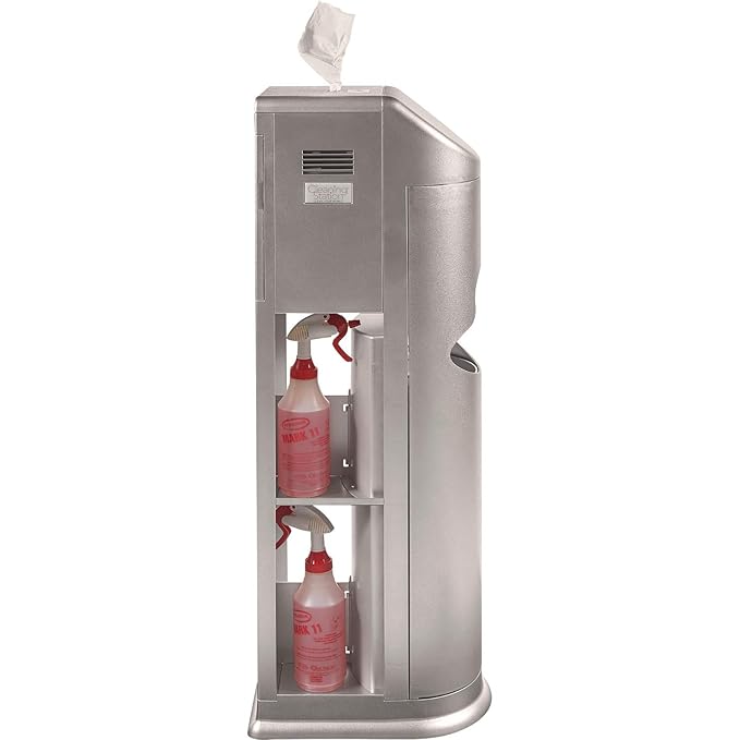 Zogics All-in-One Cleaning Station – Complete Cleaning Station with Wipes Dispenser, Gel Dispenser, Trash Can and Storage, Silver (1 Station)